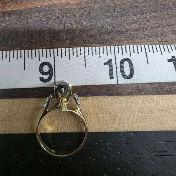 14K 10K Plumb Solid Yellow Gold Diamond Onyx Heart Pendant Ring & Necklace - Picture 4 of 17